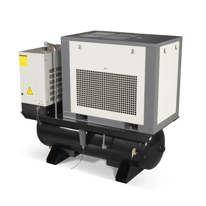 15HP Combined Rotary Screw Air Compressor with Dryer & 105-Gal ASME Tank | 45 CFM,  116 PSI,  230V 3-Phase - Industrial Grade