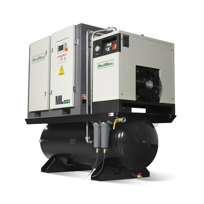 20HP Combined Rotary Screw Air Compressor with Dryer & 105-Gal ASME Tank | 78 CFM,  116 PSI,  230V 3-Phase - Industrial Grade