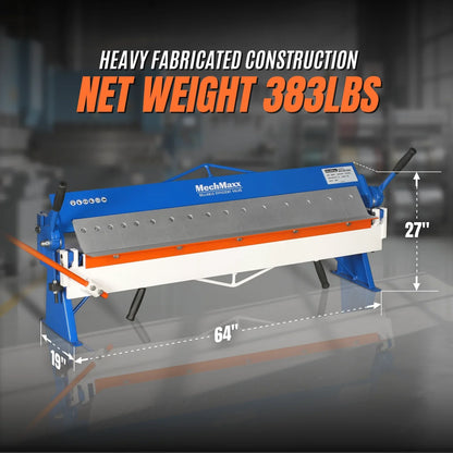 48" Manual Pan and Box Brake - 16 Gauge Mild Steel Capacity, 135° Bending Angle, 16 Precision Fingers, Durable Construction for Accurate Bends"
