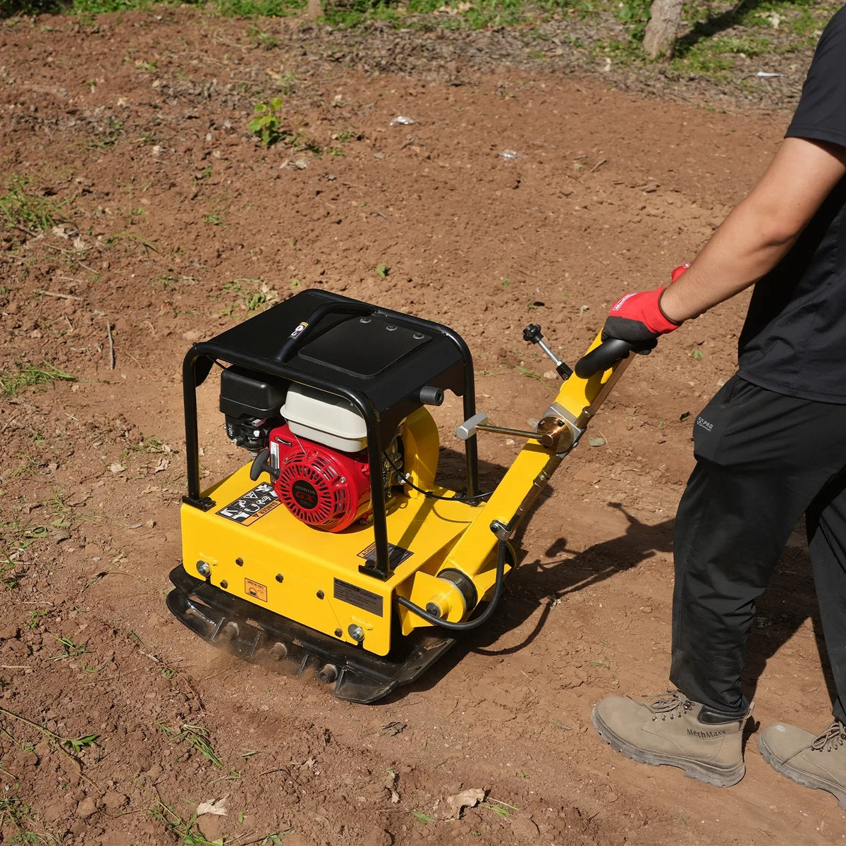Honda GX160 Reversible Plate Compactor with Wheel Kit and Extension Plates, 5625 lb Centrifugal Force, PC150H