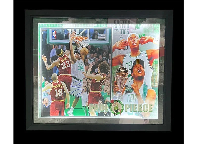 Paul Pierce Signed Boston Dunk on LeBron Framed 3D 33x27 Basketball Photo (Beckett)
