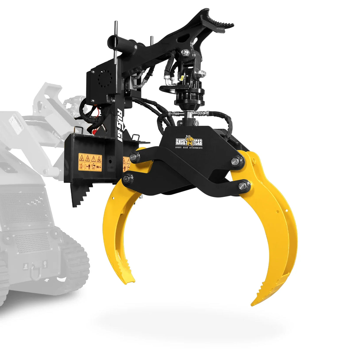 59" Multi-purpose Hydraulic Rotating Log Grapple For Mini Skid Steer, 1500lbs Lift Capacity, 360° Rotational Ability