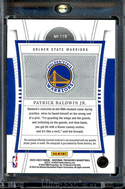2022/23 Panini National Treasures Patrick Baldwin Jr. Rookie Nike Swoosh RPA /3 Warriors