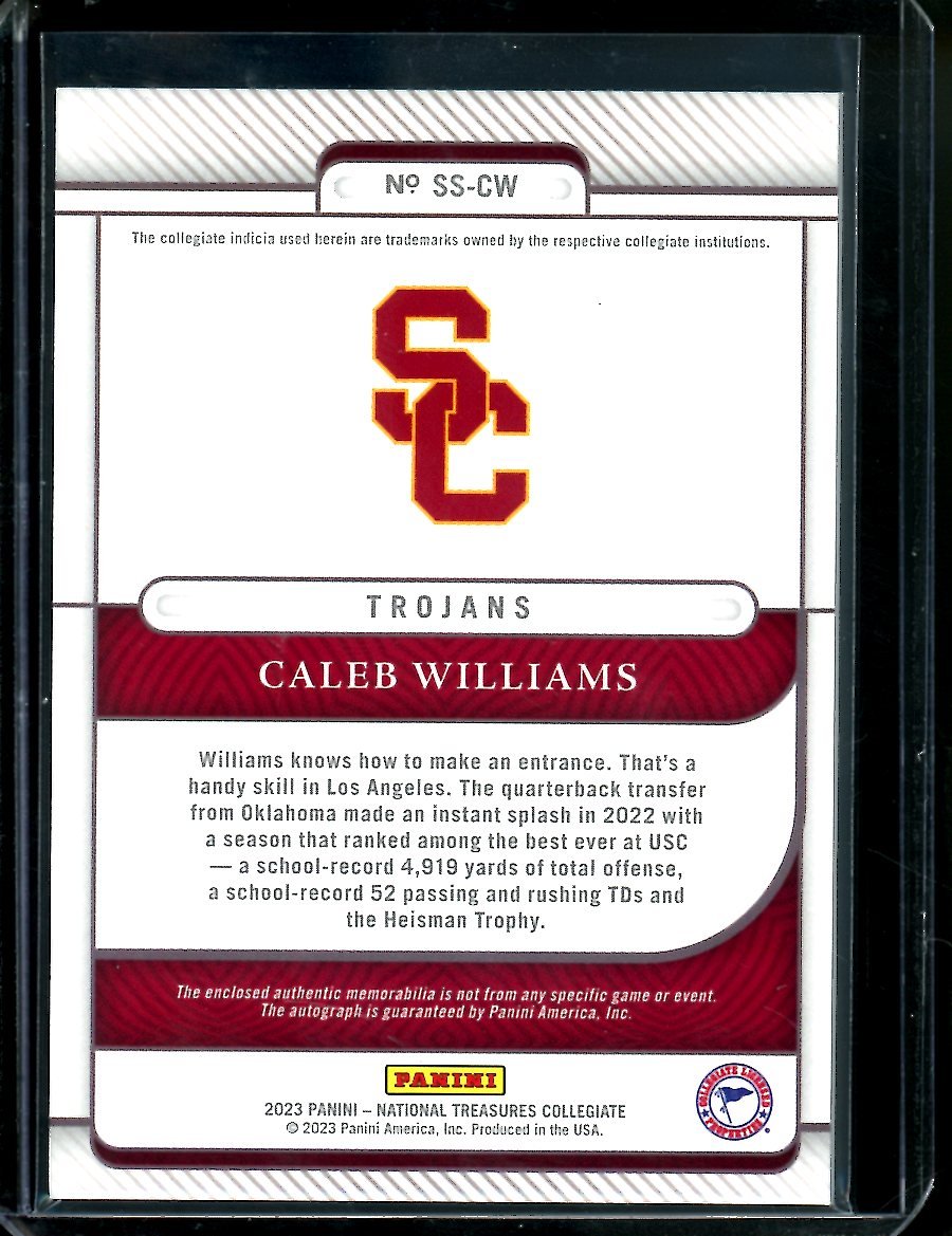 2023 Panini National Treasures Collegiate Caled Williams Silhouette Signatures Patch Auto /99 USC