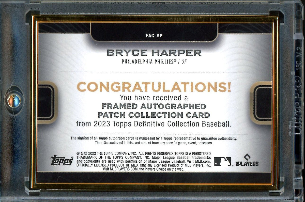 2023 Topps Definitive Bryce Harper Framed Patch Auto /25 Phillies