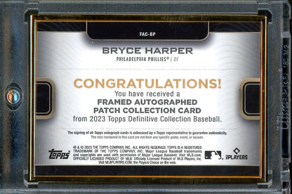 2023 Topps Definitive Bryce Harper Framed Patch Auto /25 Phillies