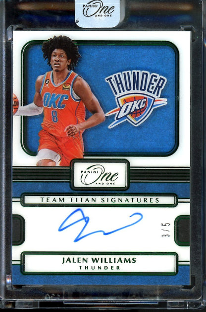 2022/23 Panini One & One Jalen Williams Rookie Team Titan Auto Green /5 Thunder