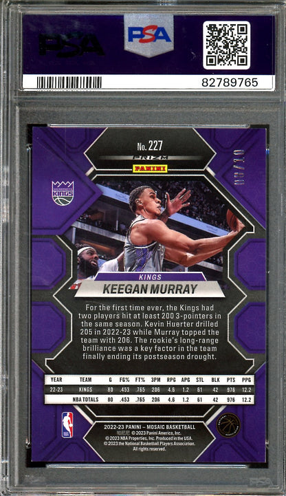 2022/23 Panini Mosaic Keegan Murray Rookie Gold /10 PSA 9 Kings