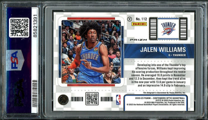2022/23 Panini Contenders Optic Jalen Williams Rookie Variation Auto Orange /25 PSA 9 Thunder