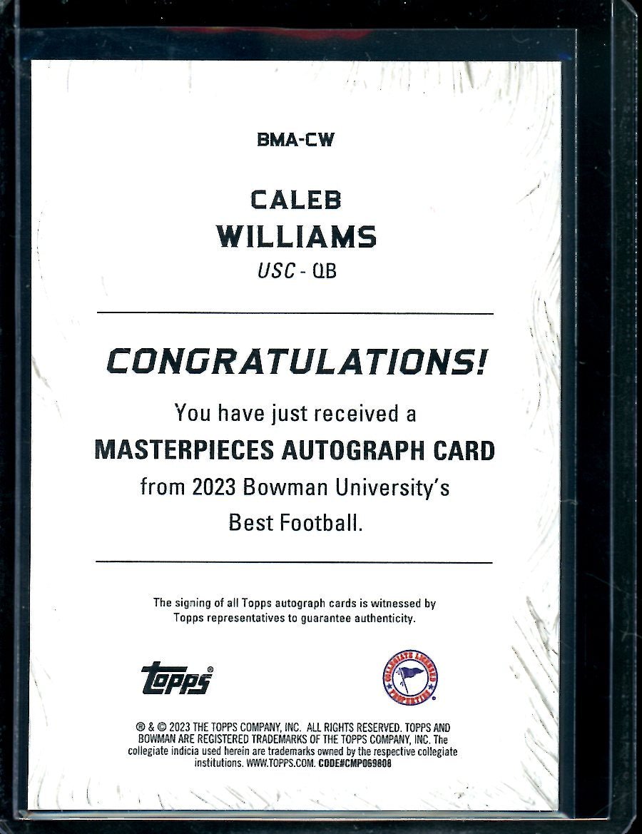 2023 Bowman's Best Caleb Williams Masterpieces Auto /75 USC
