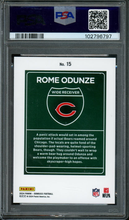 2024 Panini Donruss Rome Odunze Downtown Rookie SSP PSA 9 Bears
