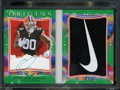 2025 Panini Origins Quinshon Judkins Booklet Rookie Glove Patch Auto /2 Browns