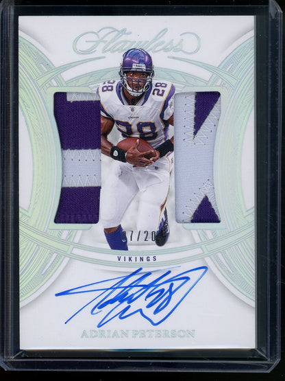 2025 Panini Flawless Adrian Peterson Dual Patch Autographs /20 Vikings