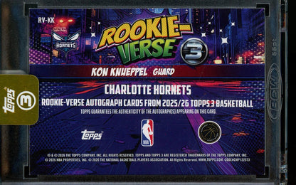 2026 Topps 3 Kon Knueppel Rookie-Verse Autograph /15 Charlotte Hornets