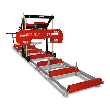 MechMaxx 36" MAX Portable Sawmill,  25HP 688cc HONDA GX690 V-Twin Engine,  35" Board Width,  20' Track Length ( 10 x Blades Included ) SM36HMAX