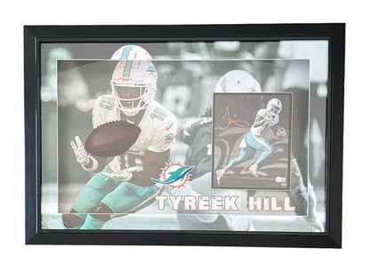 Tyreek Hill Signed Miami 3D Light Up Framed Football 33x23 Photo (Beckett)