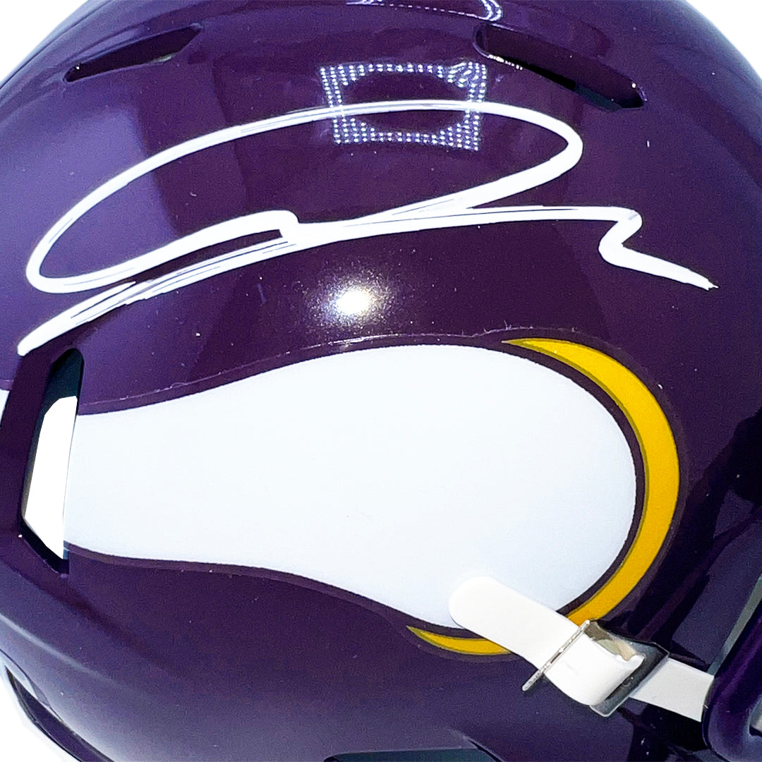 Jordan Addison Signed Minnesota Vikings Throwback 83-01 Speed Mini Football Helmet (JSA)