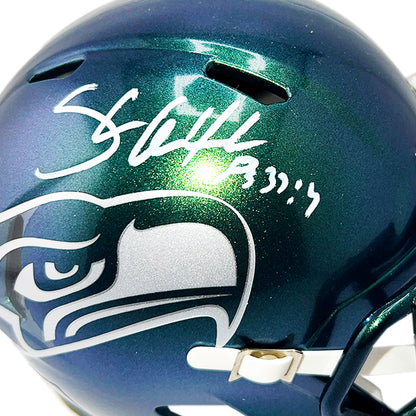 Shaun Alexander Signed Psalm Inscription Seattle Seahawks Rivalries Mini Football Helmet (Beckett)