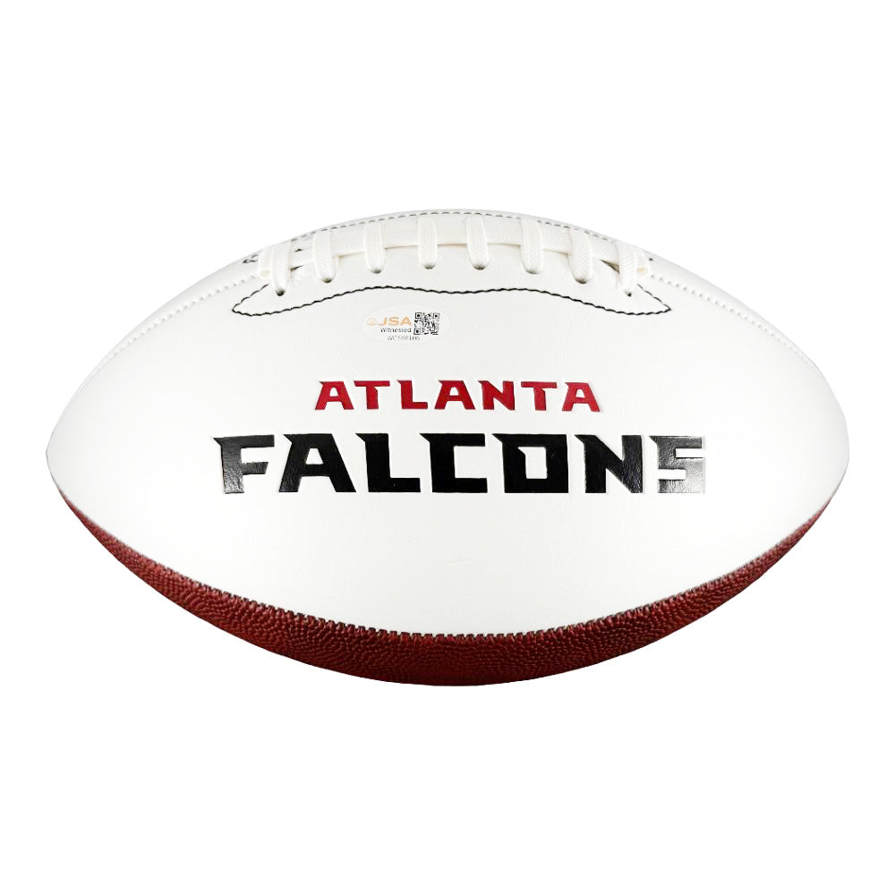 Morten Andersen Signed HOF 2017 Inscription Atlanta Falcons Official NFL Team Logo Football (JSA)