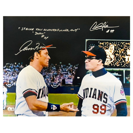 Corbin Bernsen and Charlie Sheen Signed Strike This Motherf**ker Out! "Dorn" Inscription Major League 16x20 Photo (Beckett)