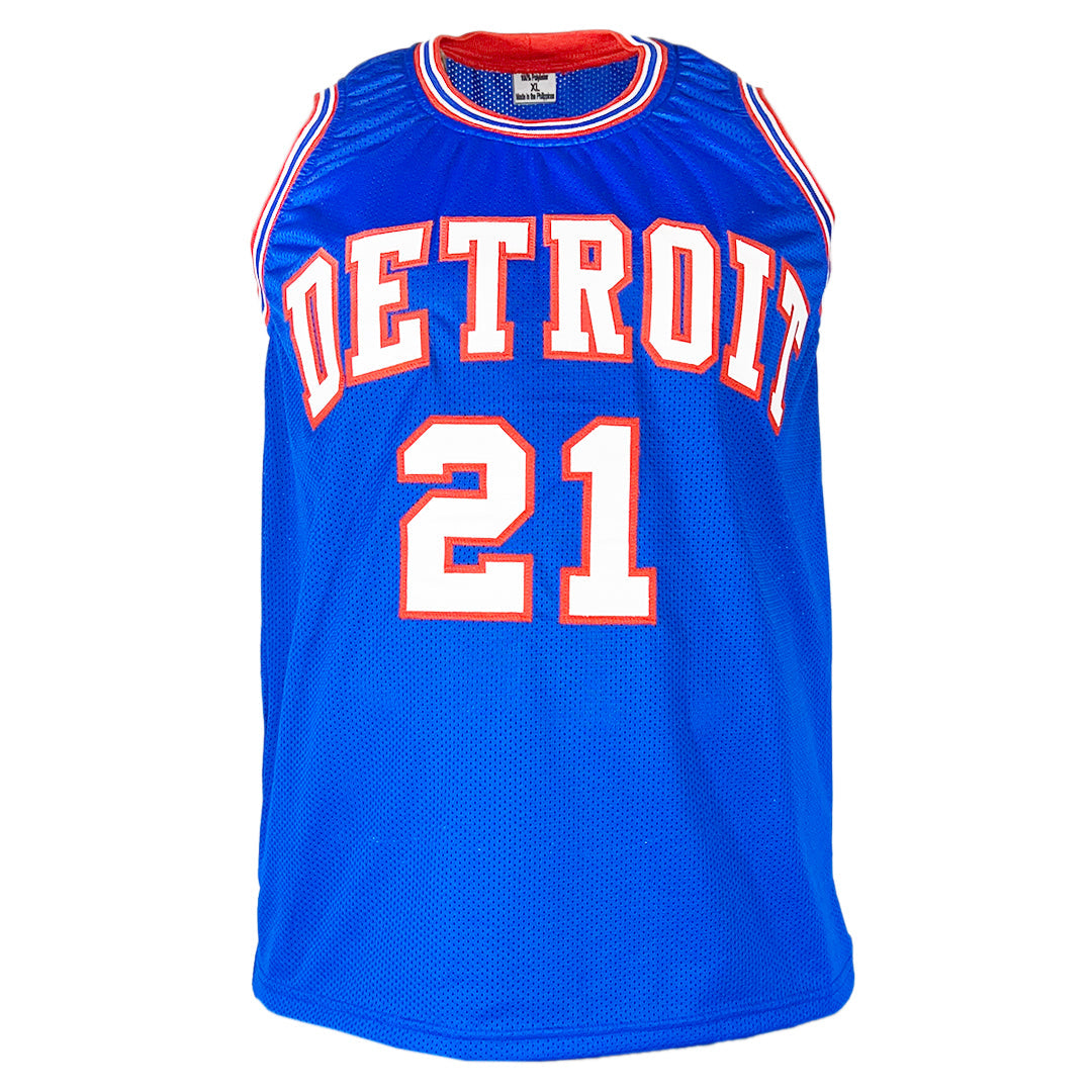 David Bing Signed HOF 1990 Inscription Detroit Blue Basketball Jersey (JSA)
