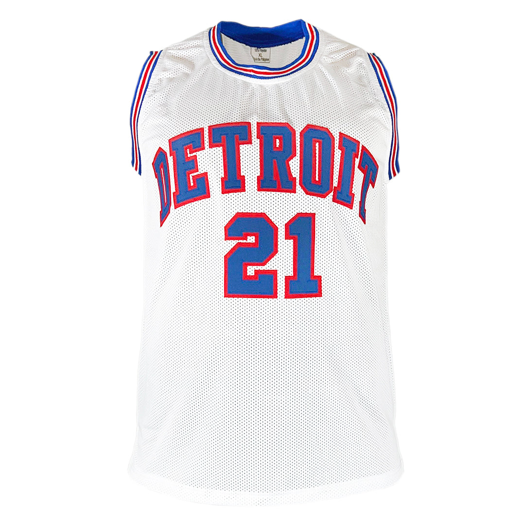David Bing Signed HOF 1990 Inscription Detroit White Basketball Jersey (JSA)