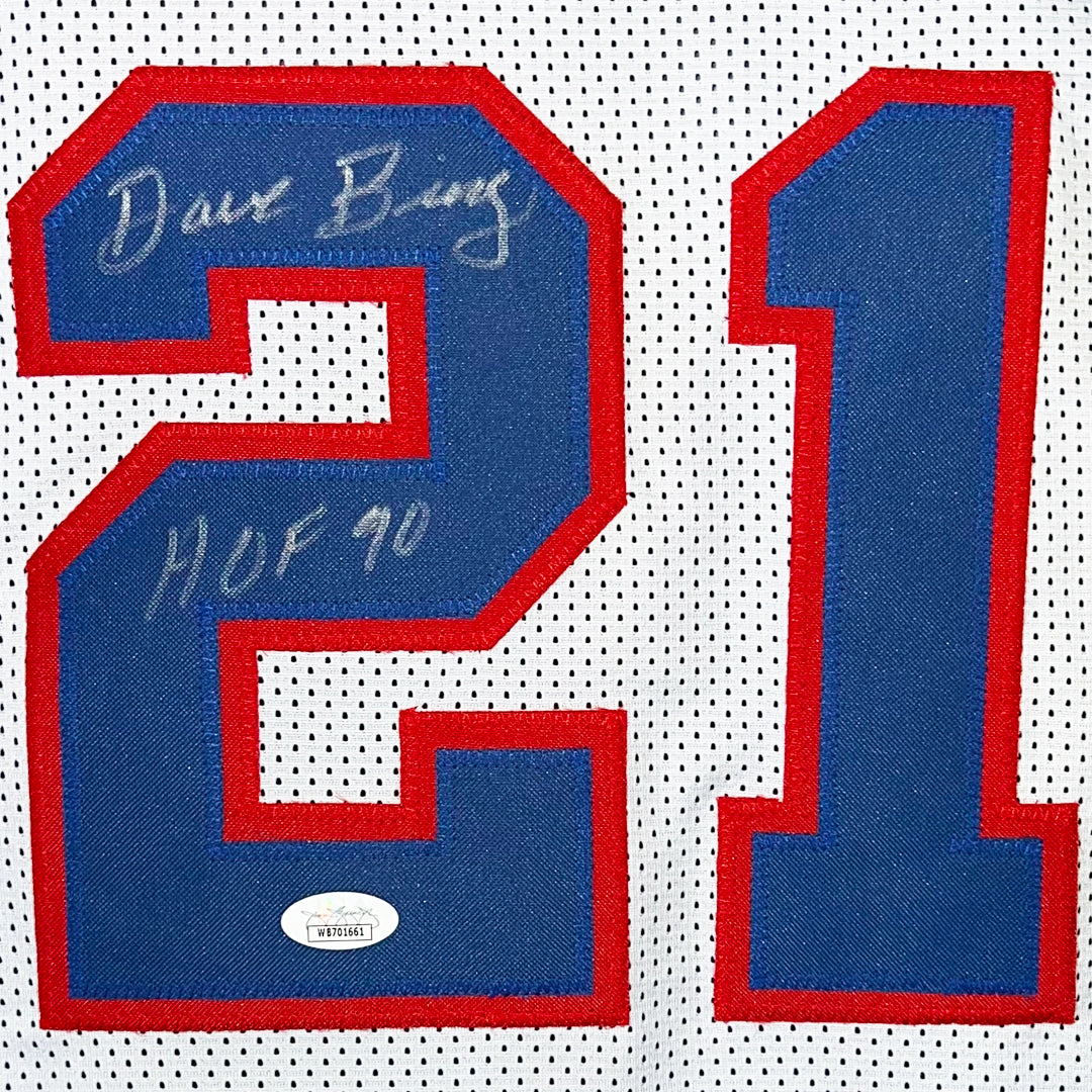 David Bing Signed HOF 1990 Inscription Detroit White Basketball Jersey (JSA)