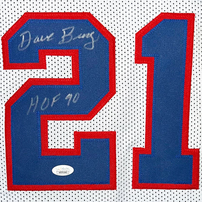 David Bing Signed HOF 1990 Inscription Detroit White Basketball Jersey (JSA)
