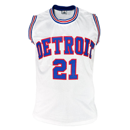 David Bing Signed Detroit White Basketball Jersey (Beckett)