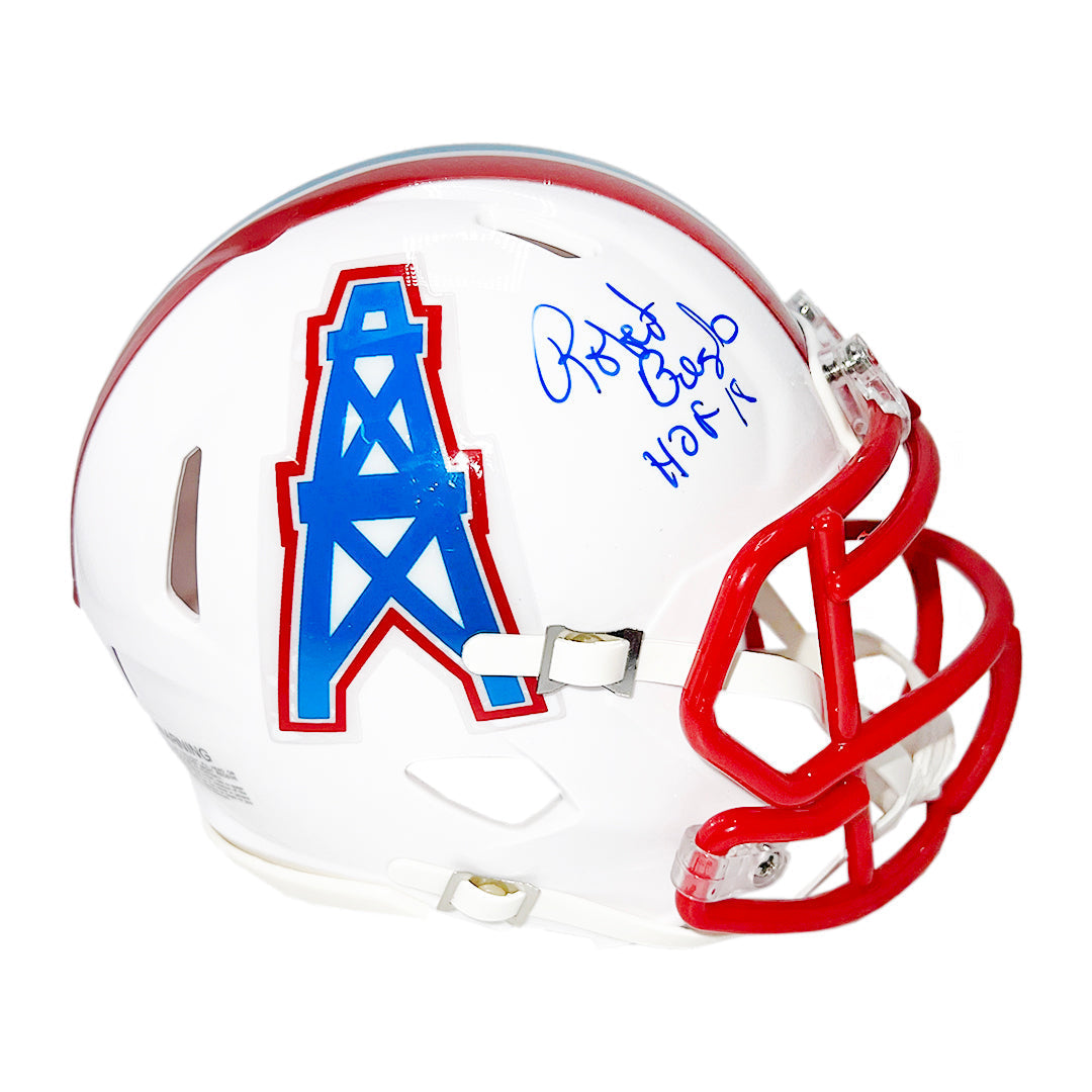 Robert Brazile Signed HOF 18 Inscription Houston Oilers Throwback 81-98 Speed Mini Football Helmet (JSA)