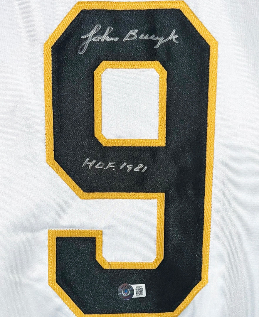 John Bucyk Signed HOF 1981 Inscription Boston White Hockey Jersey (Beckett)