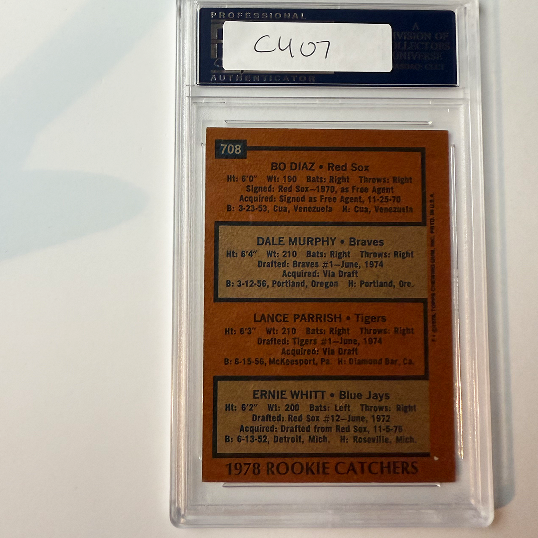 Dale Murphy Signed 1978 Topps #708 2nd Year PSA Auto Authentic