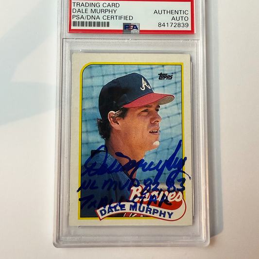 Dale Murphy Signed 1989 Topps #210 w/2 Inscriptions PSA Auto Authentic