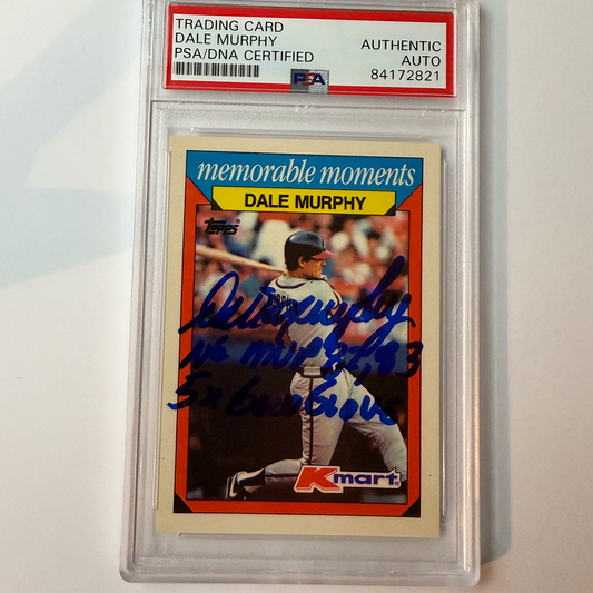Dale Murphy Signed 1988 Topps Kmart #18 w/2 Inscriptions PSA Auto Authentic