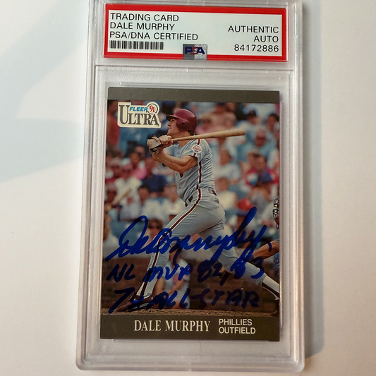 Dale Murphy Signed 1991 Ultra #270 w/2 inscriptions PSA Auto Authentic