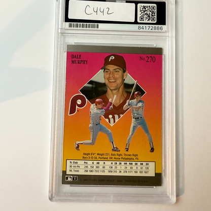Dale Murphy Signed 1991 Ultra #270 w/2 inscriptions PSA Auto Authentic