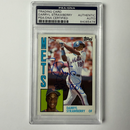 Darryl Strawberry Signed 1984 Topps Rookie #182 w/83 ROY PSA Auto Authentic