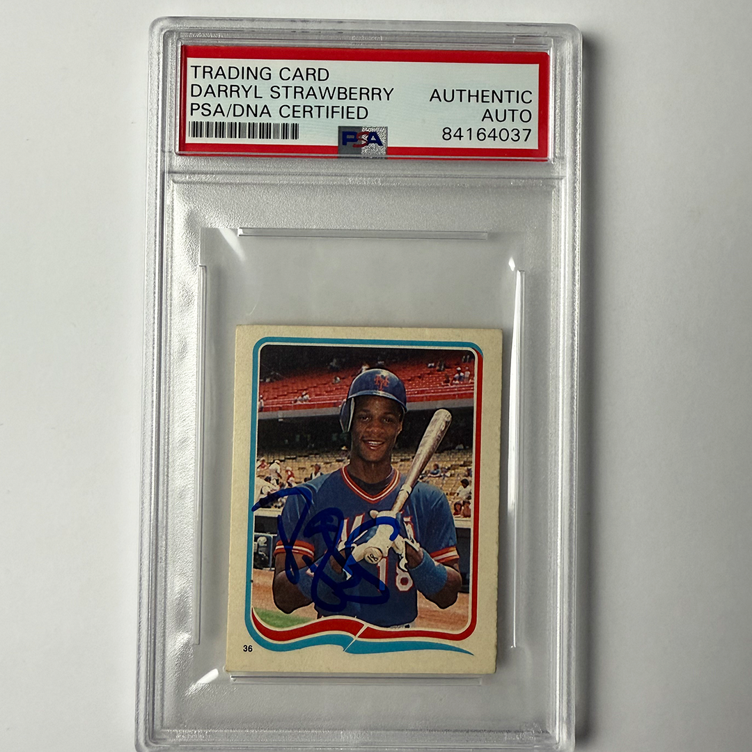 Darryl Strawberry Signed 1985 Fleer Sticker #36 PSA Auto Authentic