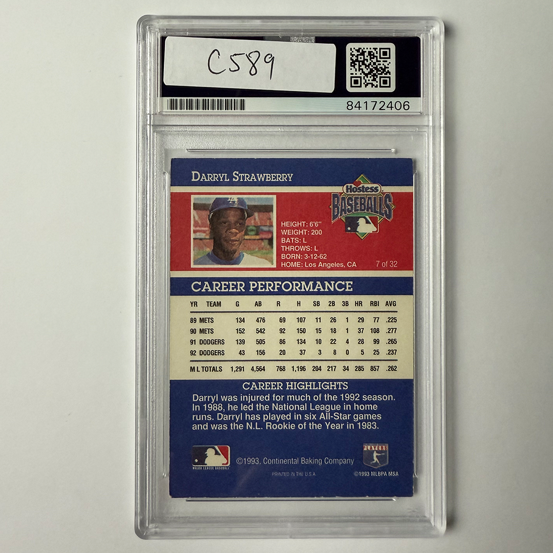 Darryl Strawberry Signed 1993 Hostess #7 PSA Auto Authentic