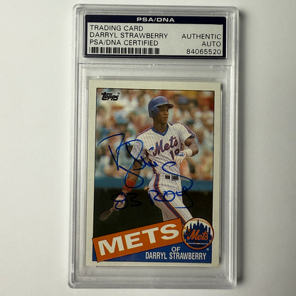 Darryl Strawberry Signed 1985 Topps #570 w/83 ROY PSA Auto Authentic