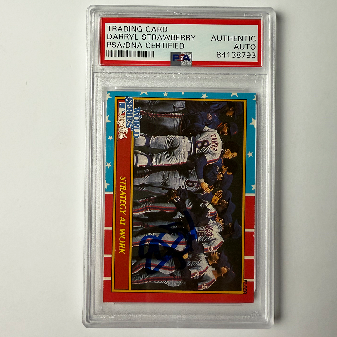 Darryl Strawberry Signed 1987 Fleer World Series #8 PSA Auto Authentic