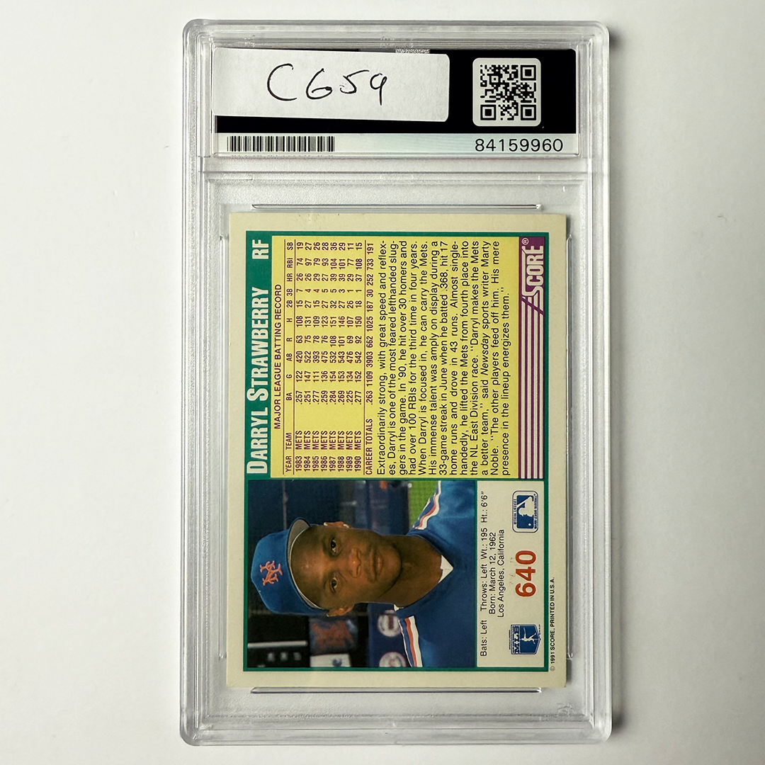 Darryl Strawberry Signed 1991 Score #640 PSA Auto Authentic