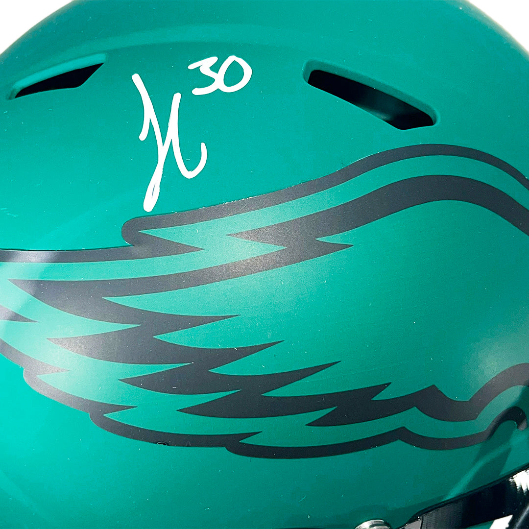 Jihaad Campbell Signed Philadelphia Eagles Rave Full-Size Replica Football Helmet (Beckett)