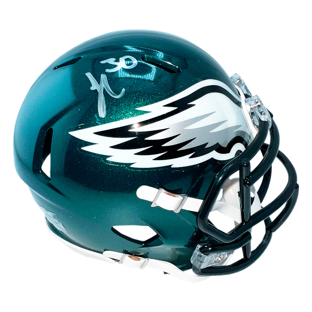 Jihaad Campbell Signed Philadelphia Eagles Speed Mini Football Helmet (Beckett)