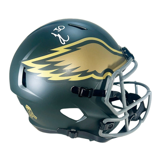 Jihaad Campbell Signed Philadelphia Eagles Salute to Service 2025 Full-Size Replica Football Helmet (Beckett)
