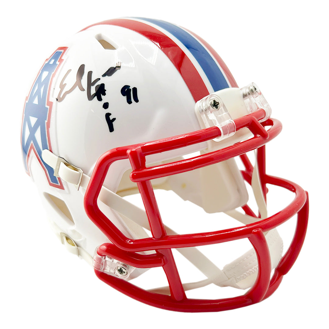 Earl Campbell Signed HOF 91 Inscription Houston Oilers Throwback 81-98 Speed Mini Football Helmet (Beckett)