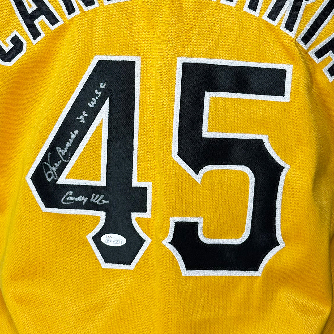 John Candelaria Signed 79 WSC Candyman Inscription Pittsburgh Yellow Baseball Jersey (JSA)