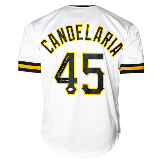 John Candelaria Signed 79 WSC - Candyman Inscription Pittsburgh White Baseball Jersey (JSA)