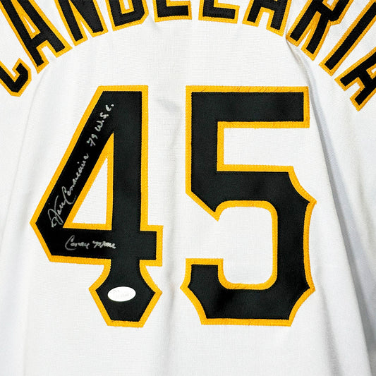 John Candelaria Signed 79 WSC - Candyman Inscription Pittsburgh White Baseball Jersey (JSA)