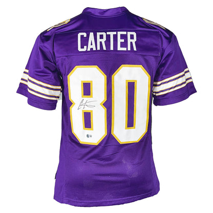 Cris Carter Signed Minnesota Purple Football Jersey (Beckett)